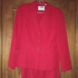 Vintage KASPER for ASL SZ 8 Beautiful Red Blazer Suit Jacket & Skirt Set